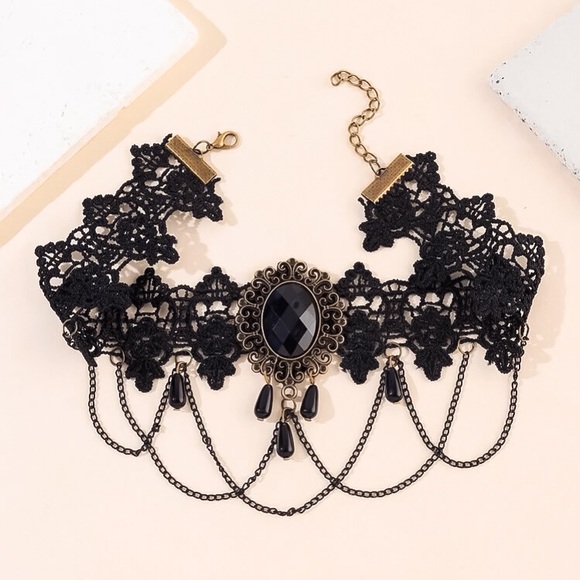 🔵𝟲𝟱%𝗢𝗙𝗙 𝗯𝘂𝗻𝗱𝗹𝗲𝘀 𝟯+🔵 NEW Black Lace Vintage Filigree Choker - Picture 5 of 14